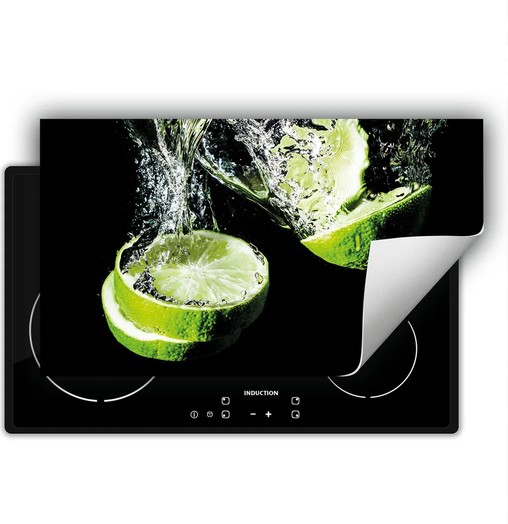 DarHaus Piastra di copertura per stufa 90x52 cm Tappetino antiscivolo Roll-up, nero - Lime