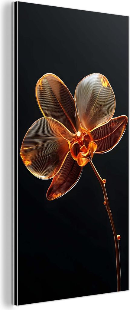 MuchoWow Wanddekoration Metall Metallbild Wandkunst 20x40 cm Orchidee - Transparent - Blume MuchoWow Aluminium Gemälde - Aluminium Gemäldes