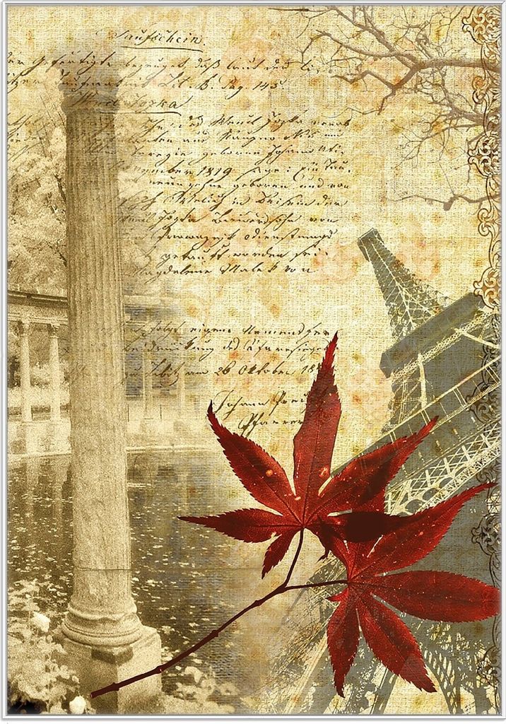Wallario Wandbild Paris Design - Eiffelturm im Herbst, Größe: 70,30 x 100,30 cm, Poster mit weißem Kunststoffrahmen