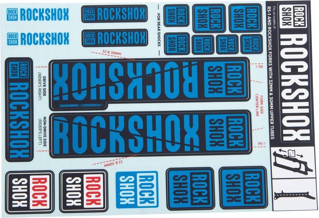 RockShox Dekor Set Rockshox 30/32 Mm Blau 2018+