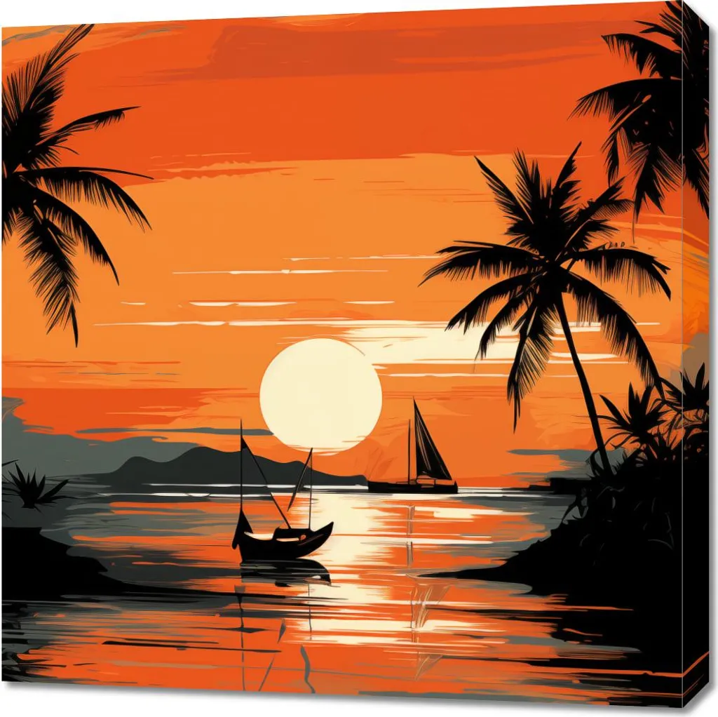 Décoration murale Calme tropical 70x70 cm pour salon ou chambre à coucher