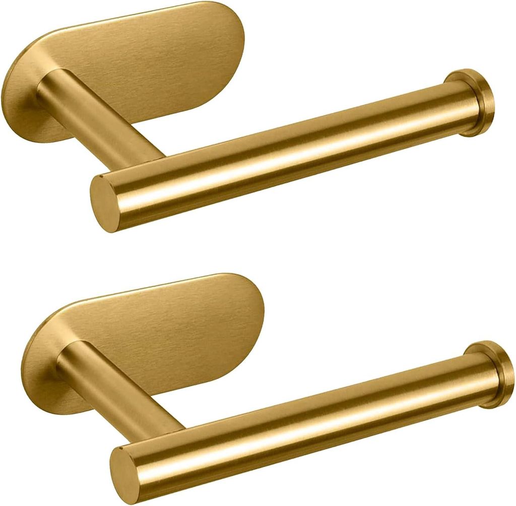 2er-Pack Goldfarbener Toilettenpapierhalter, selbstklebend, hochwertiger, verdickter Edelstahl, Rostschutzkleber, kein Bohren erforderlich, geeignet