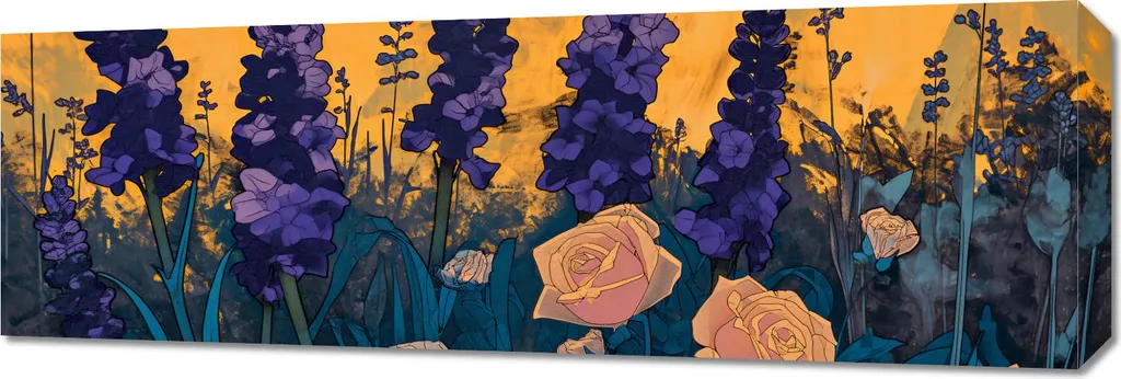 Decorazione Parete Giardino Dorato 90x30: Quadro Moderno Elegante
