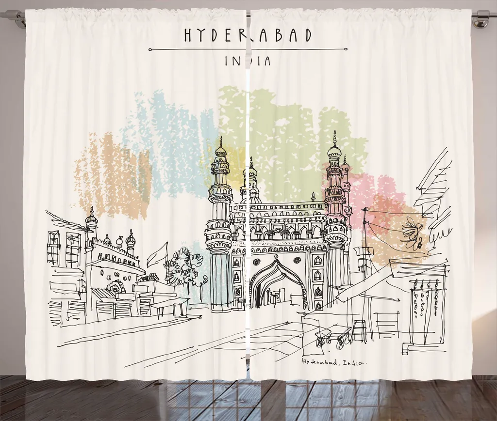 ABAKUHAUS Rideau à Fronces Style Hyderabad Vintage 280 x 225 cm Noir