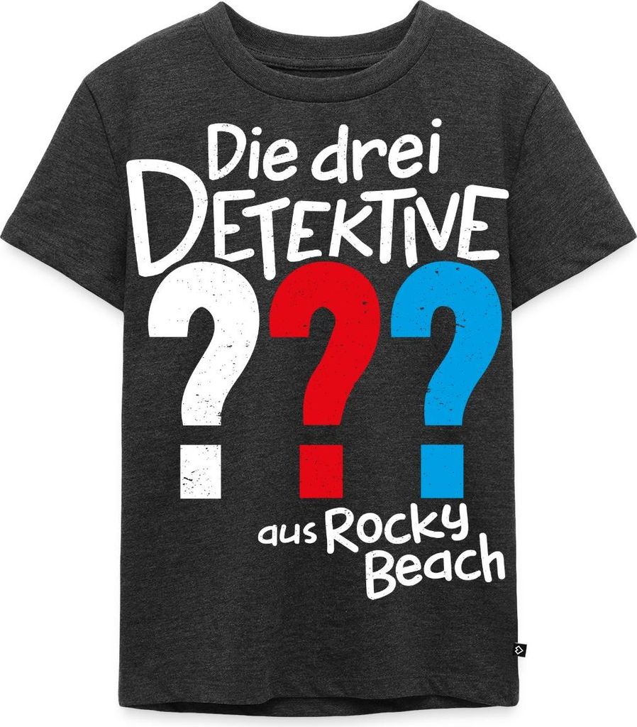 Spreadshirt Die Drei Fragezeichen Kids aus Rocky Beach Kinder Premium T-Shirt, 122/128 (6 Jahre), Anthrazit meliert
