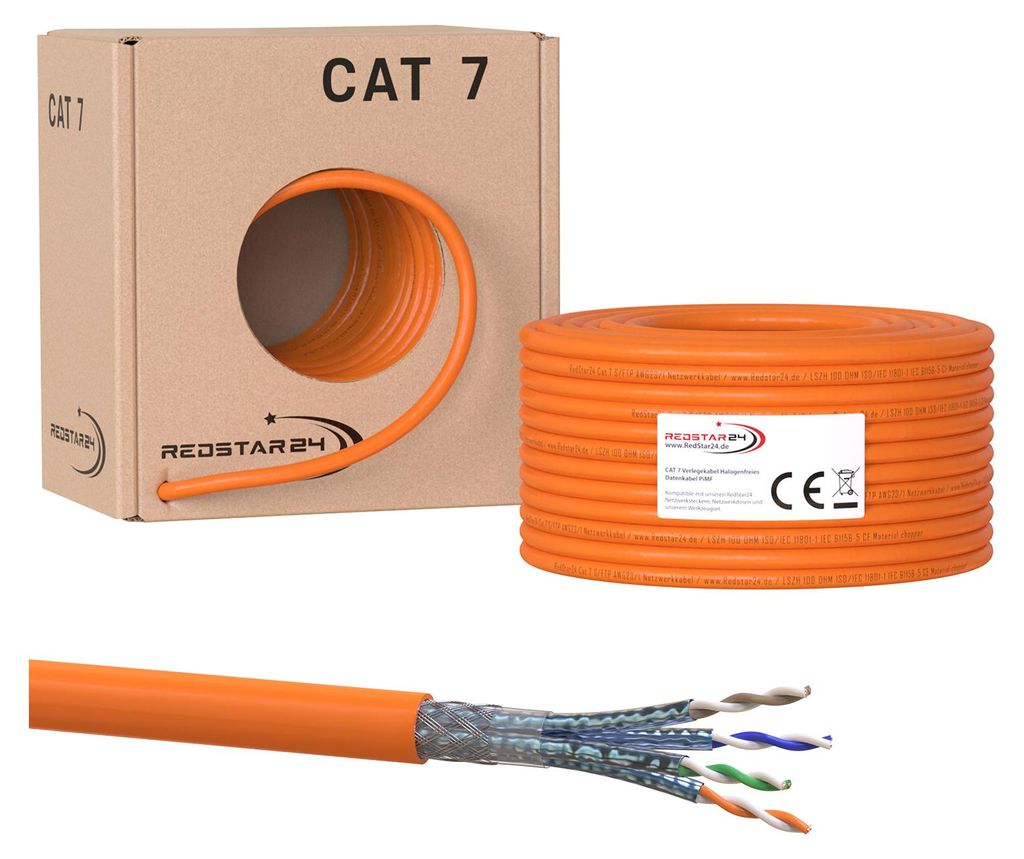 Cat.7 Netzwerkkabel Verlegekabel 1000 MHz S/FTP 100 m Produktbild 