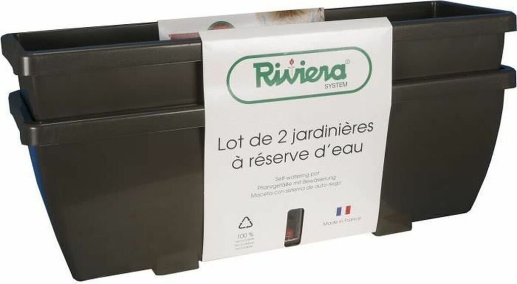 Riss Blumentopf RIV3580796587765 Grau Rechteckig Harz (2 Einheiten)