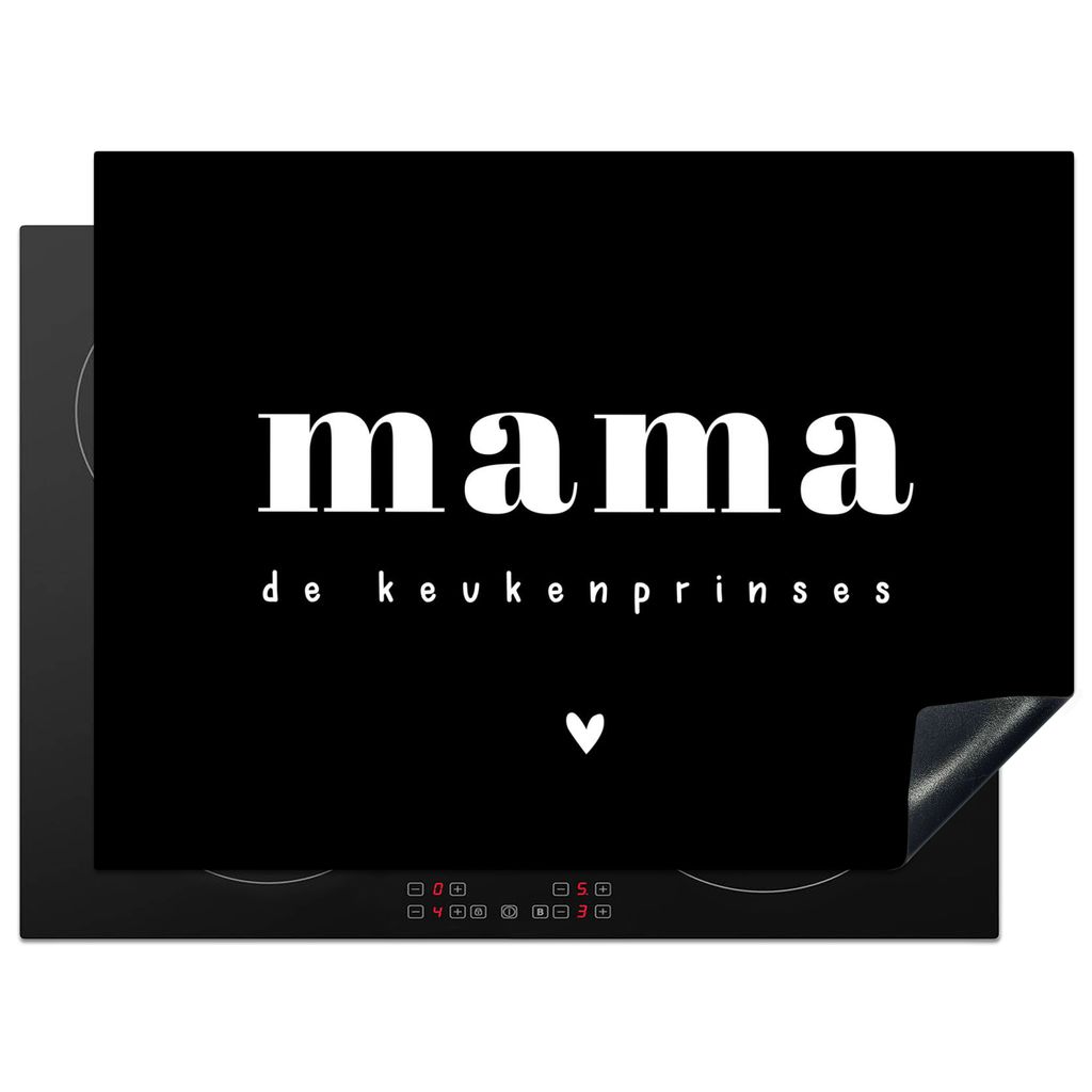KitchenYeah Herdabdeckplatte Sprichwörter - Mama die Küchenprinzessin - Schwarz - Mutter - Herz , 71x52cm, Küche Deko, Glaskeramikkochfeld Her...