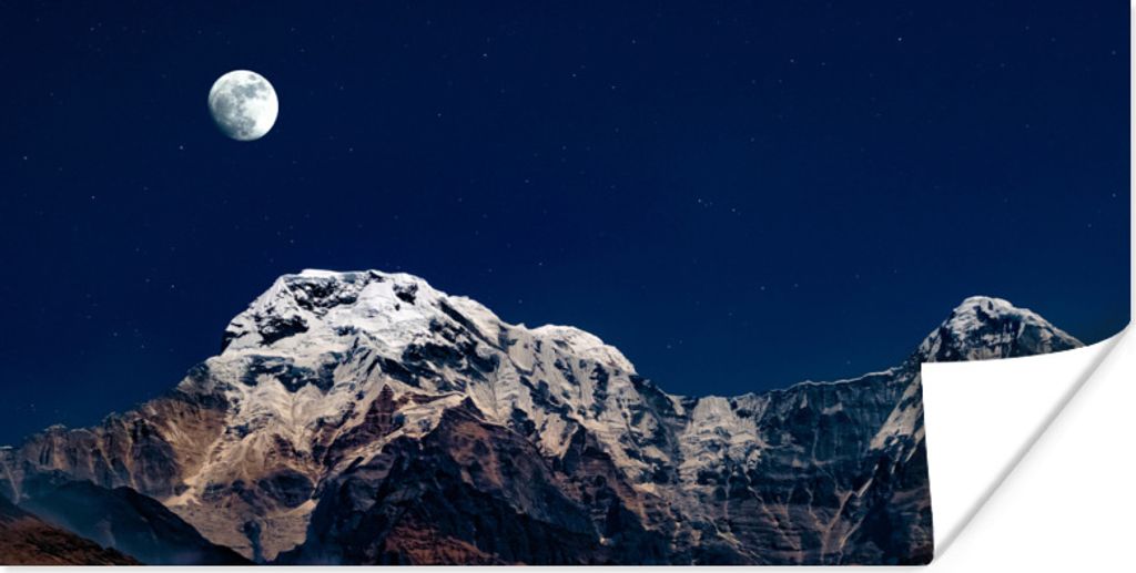MuchoWow Poster Mond - Berg - Landschaft 120x60 cm - Bild