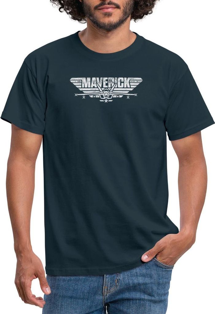 Spreadshirt Top Gun Maverick Kampfjet Logo Männer T-Shirt, XL, Navy
