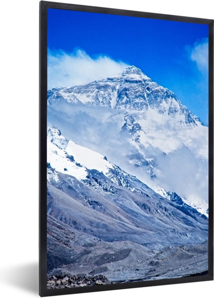 MuchoWow Gerahmtes Poster Mount Everest in Nepal mit Wolken 60x90 cm - Poster mit Schwarzem Bilderrahmen Wandposter Rahmen Foto Bilder - Kunst