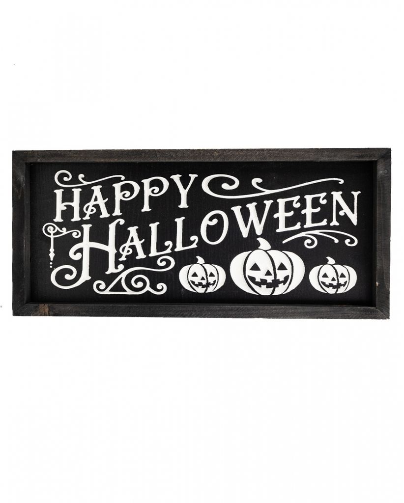 Graviertes „Happy Halloween“ Wandbild im Vintage Look 41cm