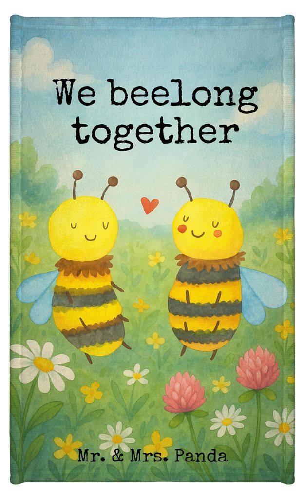 Mr. & Mrs. Panda Handtuch Biene Verliebt Design - Weiß - Geschenk, Frotteetuch, Kleines, gäste wc, Baumwollhandtuch