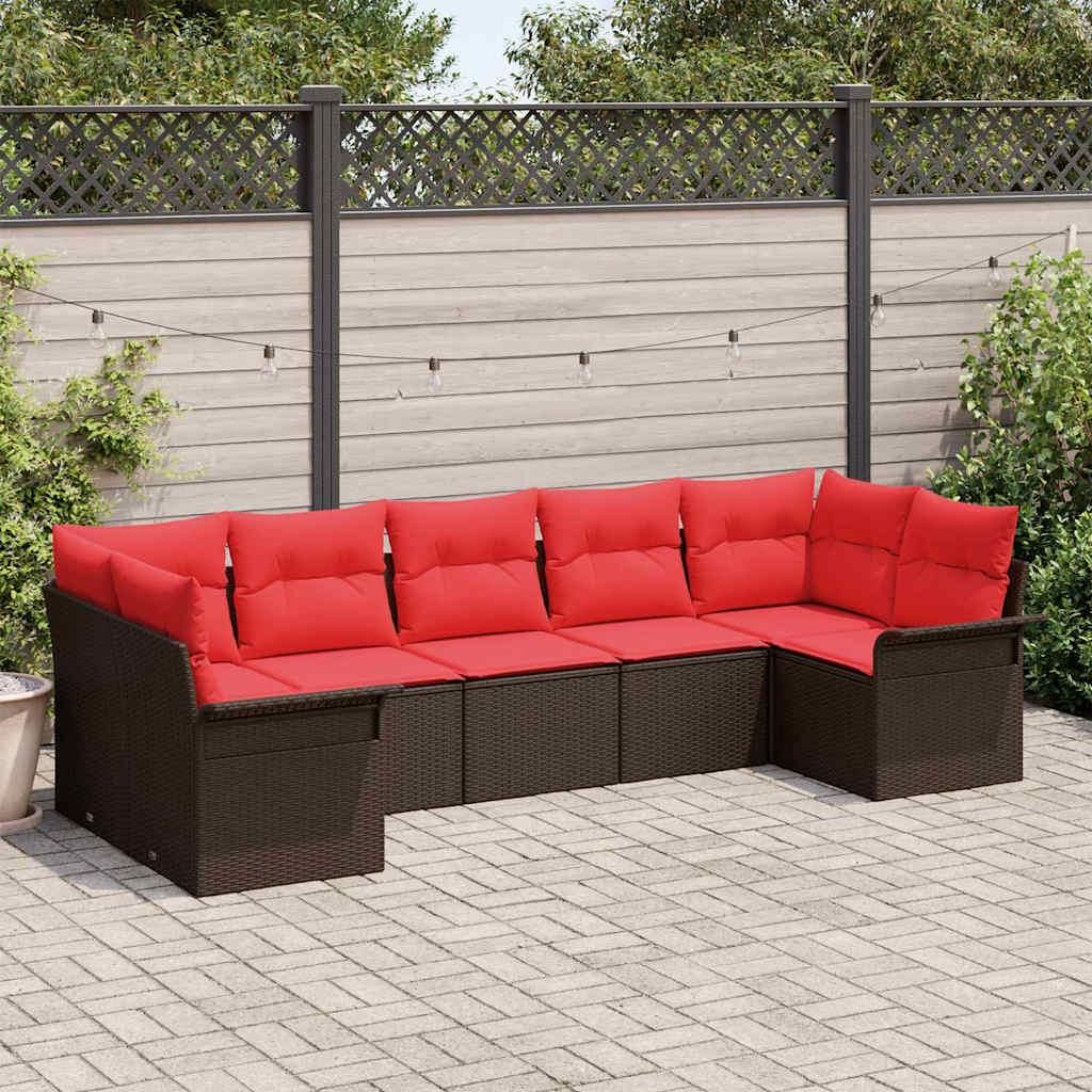 Maison Exclusive - Garten-Sofa-Set mit Speicher 7 pcs Braun Poly Rattan