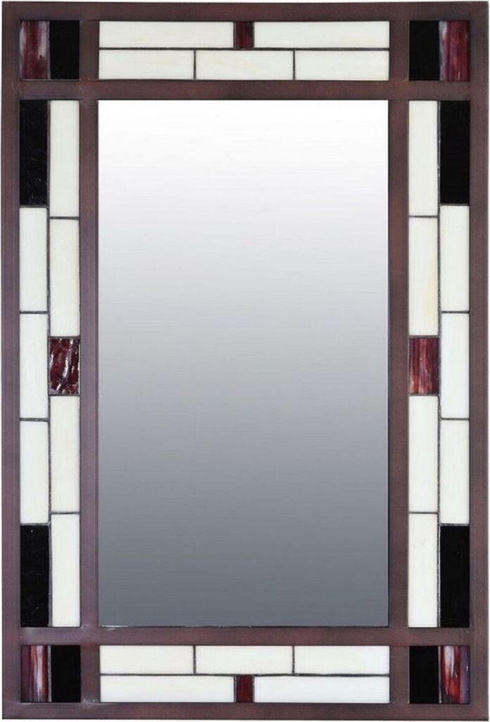 Casa Padrino Luxus Tiffany Wandspiegel Mehrfarbig 50 x H. 75 cm - Rechteckiger Art Deco Wohnzimmer Spiegel - Schlafzimmer Spiegel - Garderoben Spie...