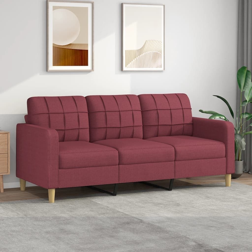 ZMH 3-Sitzer-Sofa Weinrot 180 cm Stoff