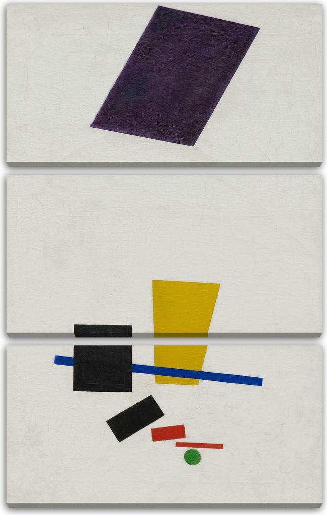 Leinwandbild 3-teilig (80x120cm): Kasimir Malewitsch - Realismus eines Fußball-Spielers, echter Holz-Keilrahmen inkl. Aufhänger, handgefertigt in...