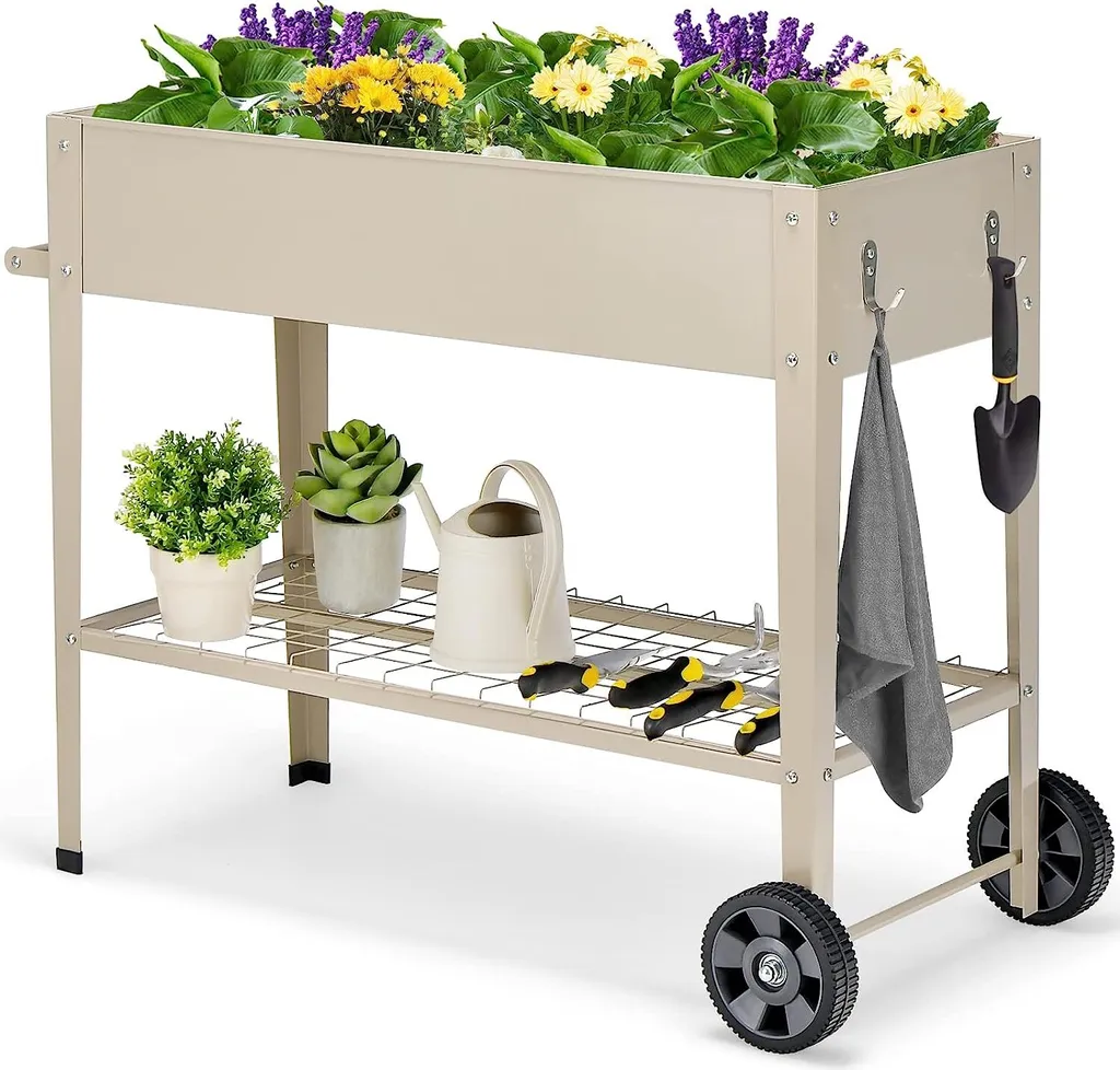 Carré potager surélevé mobile en acier pour légumes et aromates frais