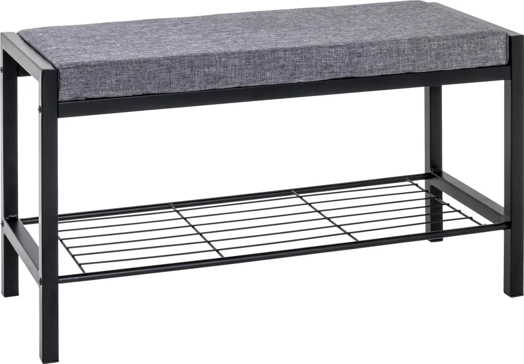 Banc de chaussures industriel 80x48x32 cm avec assise textile grise