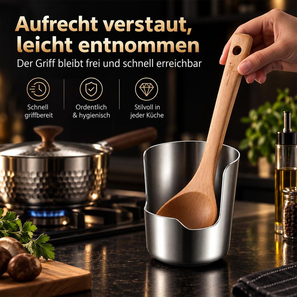 Topfdeckelablage Edelstahl, Küchenutensilienhalter mit