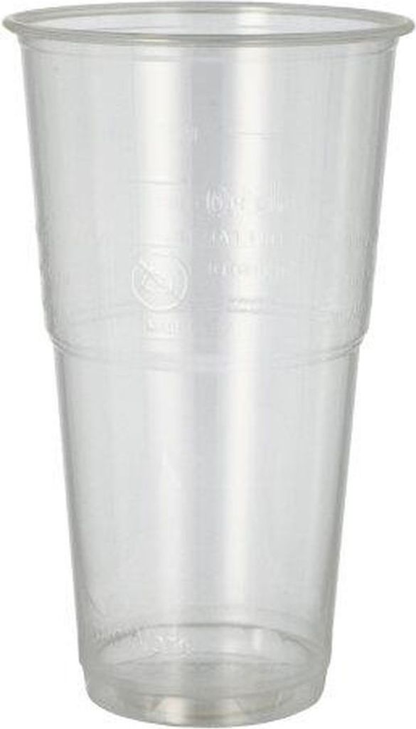 Papstar PLA-Becher, Kaltgetränkebecher, "pure" 0,5 l glasklar mit Schaumrand, 12 x 12 Stück