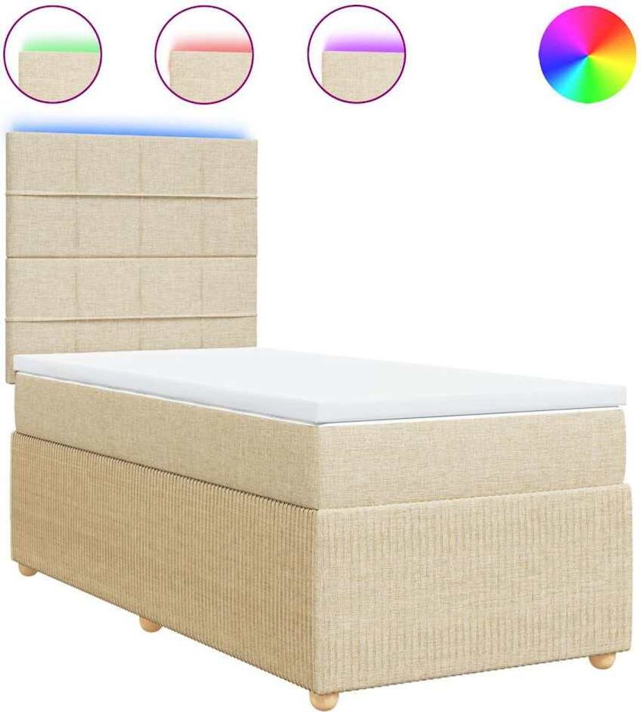 vidaXL Boxspringbett mit Matratze Creme 100x200 cm Stoff