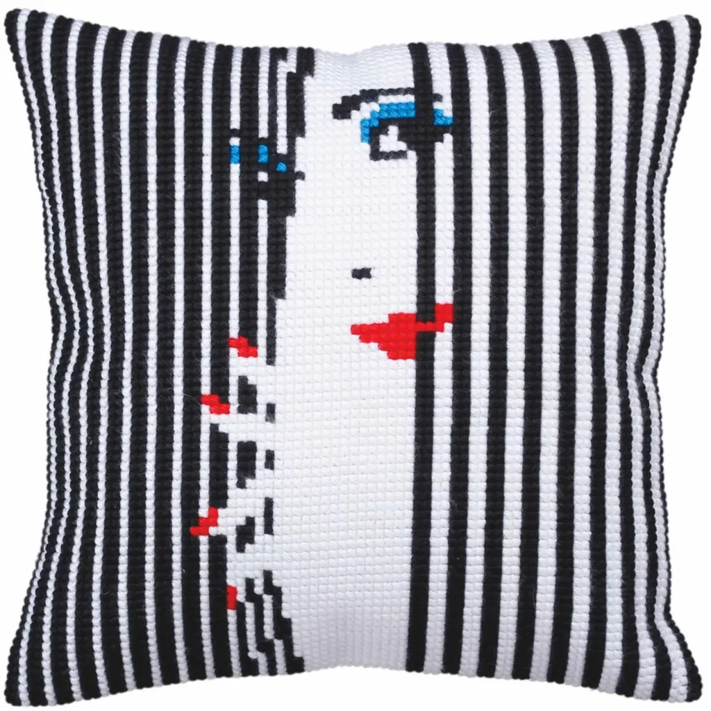 Coussin à Broder Déco Salon - Point de Croix Je t'observe 40x40 cm