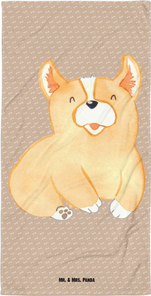 Mr. & Mrs. Panda Strandtuch Corgie - Hundeglück - Geschenk, Hund, Reisehandtuch, Corgi, Sprüche, Handtuch, Bellen, Großes Badehandtuch, Lebensfr...