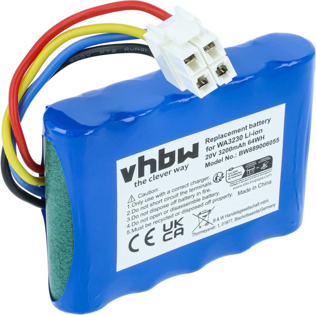 vhbw Akku kompatibel mit Kress Mission KR101, KR101E, Nano 600 KR101E, KR113, KR100, KR123E Rasenmäher (3,2Ah, 20V Li-Ion)