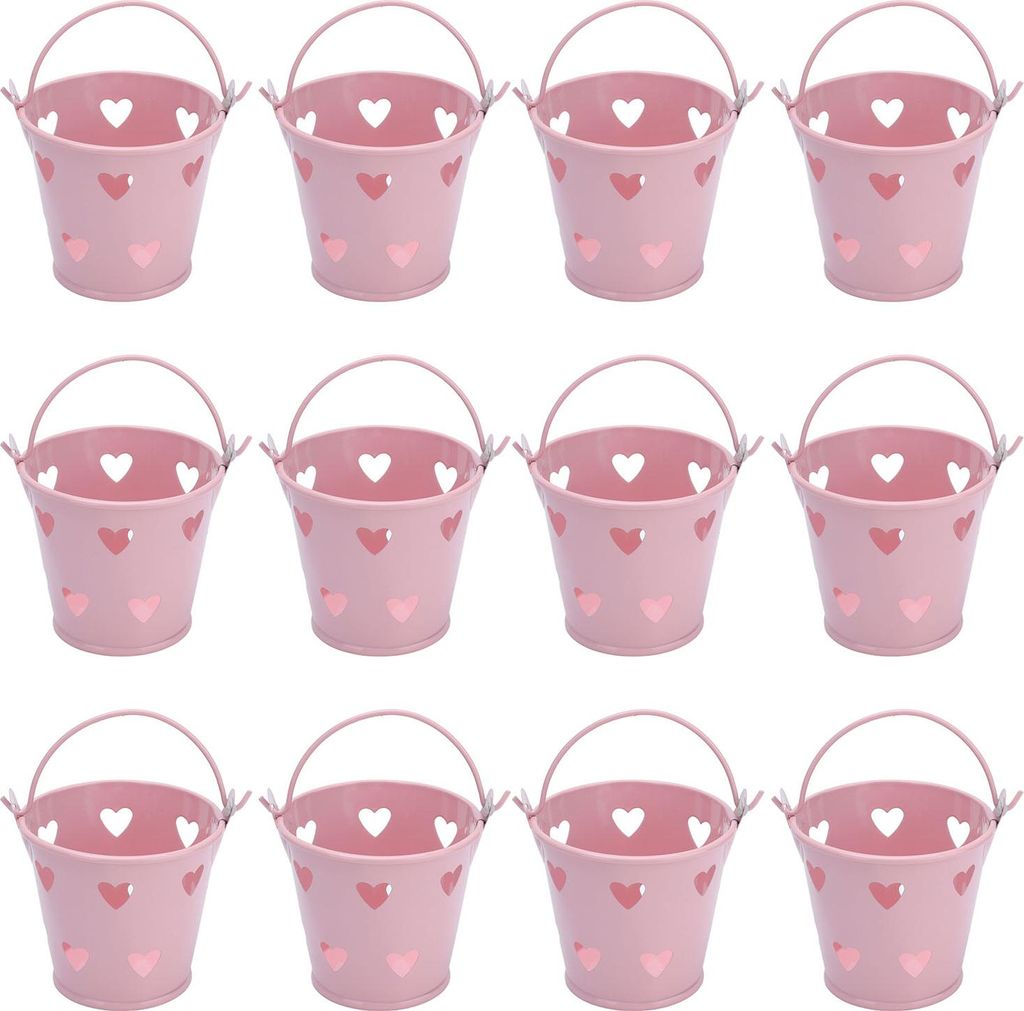 12 Mini-Metalleimer, hohl, herzf?rmig, mit Griff fš¹r Sš¹?igkeiten, Blumen, Kosmetik im Freien