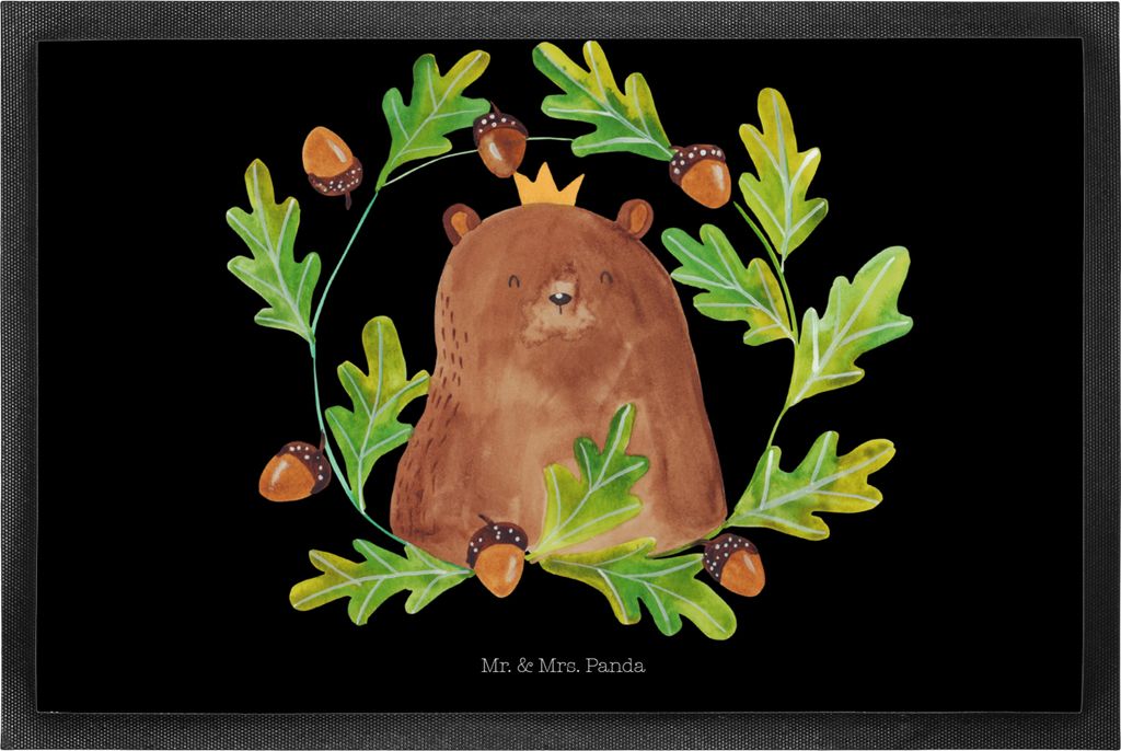Mr. & Mrs. Panda Schmutzmatte Bär König 50 x 75 cm - Schwarz - Geschenk, Daddy, Papi, Gummimatte, Bester Papa, Abtreter, fußmatte, Bodenvorleger...