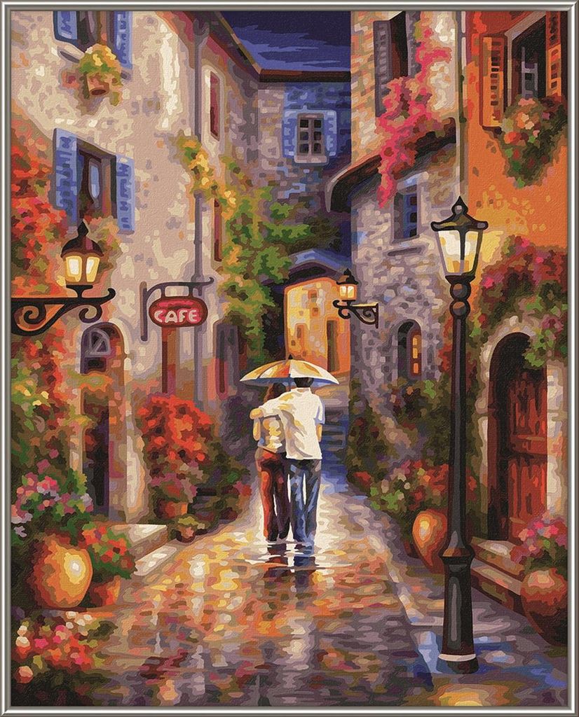Schipper Malen nach Zahlen Romantische Gasse, Meisterklasse Premium, Malvorlage, Wandbild, 40 x 50 cm, 609130788