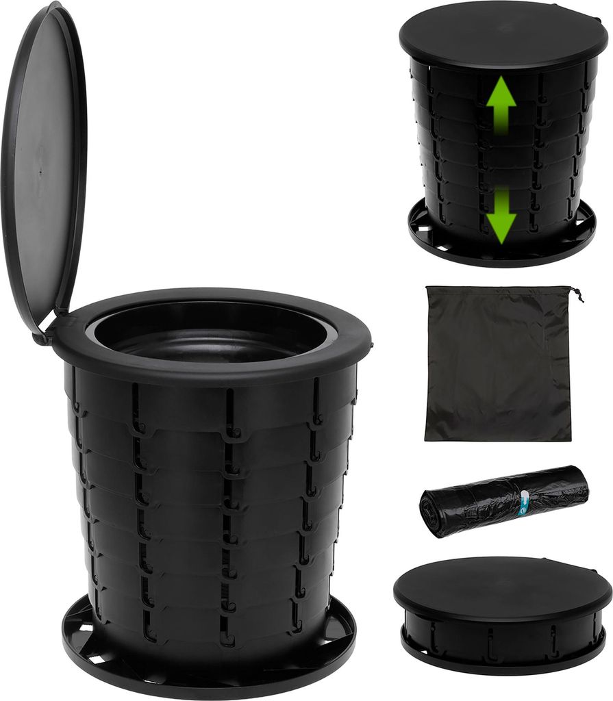 Briebe WC1184 Faltbare Campingtoilette Mobile Toilette WC Klapptoilette Trockentrenntoilette Schwarz