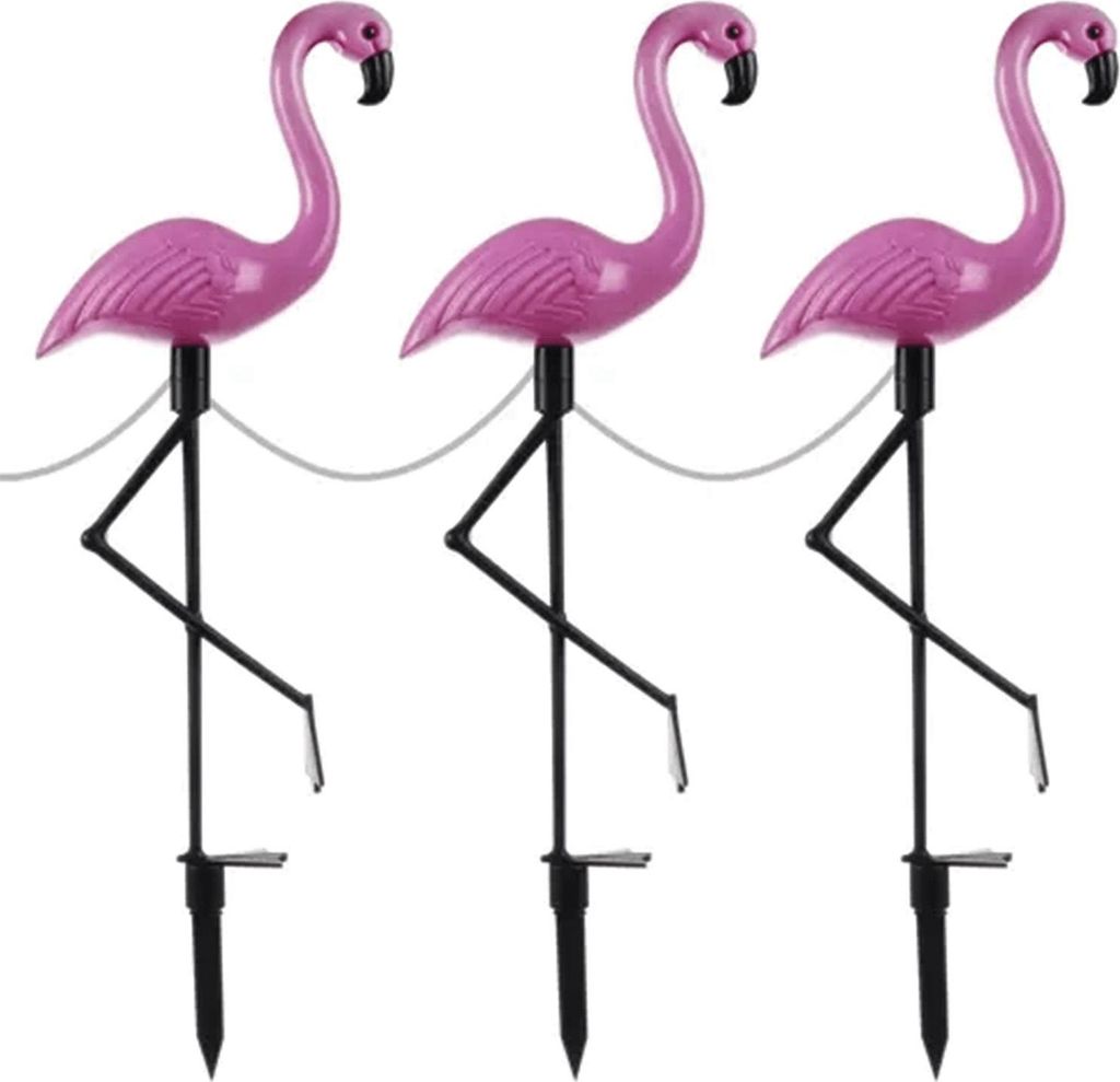 Gardlov 21151 Tuinlamp op zonne-energie, flamingo, 3 stuks Productafbeelding 