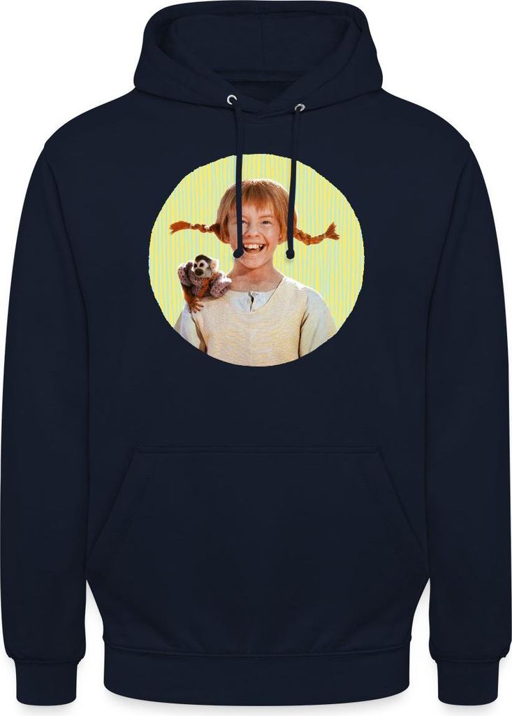 Spreadshirt Pippi Langstrumpf Mit Herr Nilsson Portrait Uni Hoodie, 4XL, Navy