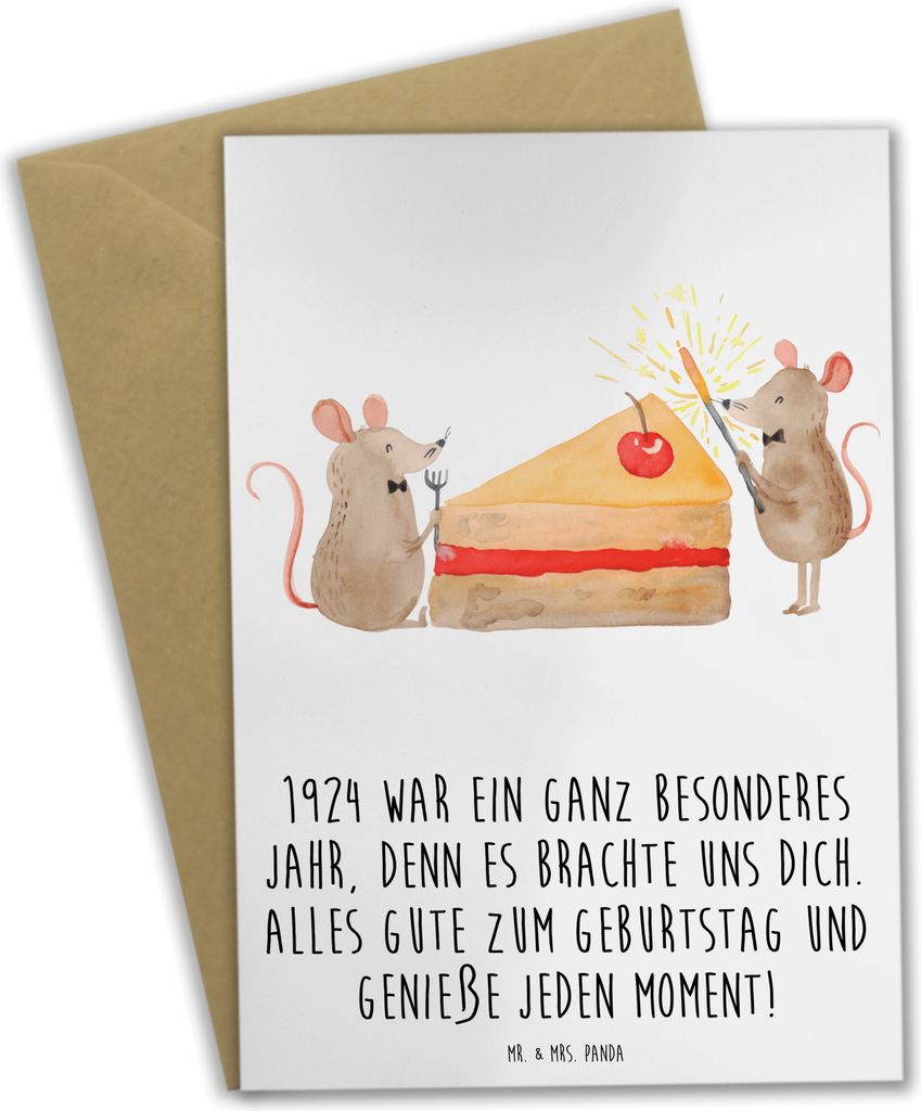Mr. & Mrs. Panda Grußkarte 1924 Geburtstag - Weiß - Geschenk, kommunionskarte, Geburtstagsgeschenk, besondere Geschenke, Happy Birthday, einladun...