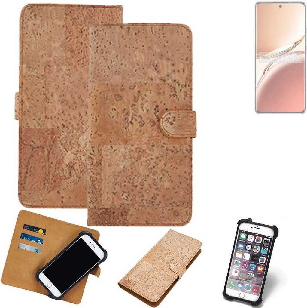 K-S-Trade Hülle kompatibel mit Oppo A3 Pro Kork Handyhülle Cover Schutzhülle TPU Case Bumper in Hellbraun, (1x)