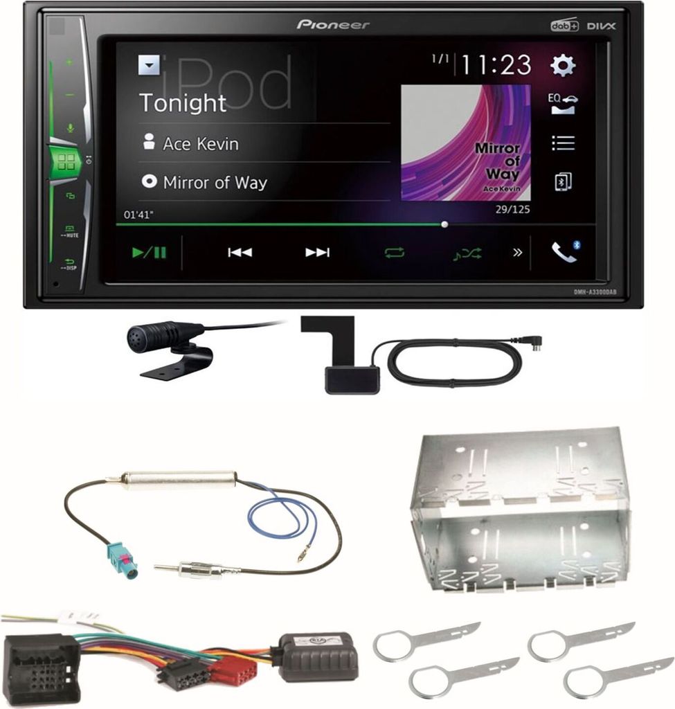 Pioneer DMH-A3300DAB Bluetooth MP3 Digitalradio USB Einbauset für Fox Polo 9N3
