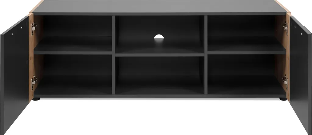 Lowboard Cento Anthracite Effet Chêne Artisan - Meuble Robuste 138cm