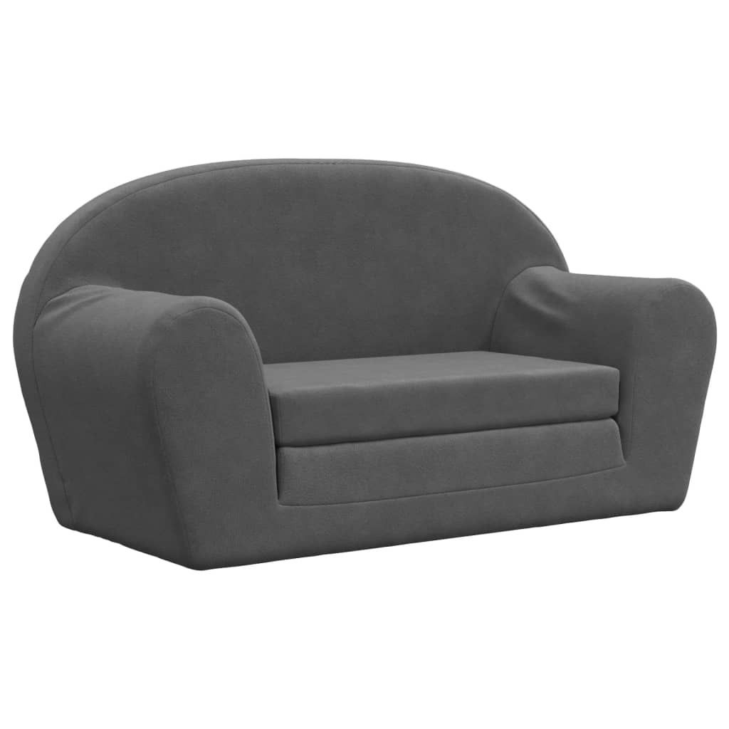 vidaXL Kinder-Schlafsofa 2-Sitzer Anthrazit Weicher Plüsch Produktbild 
