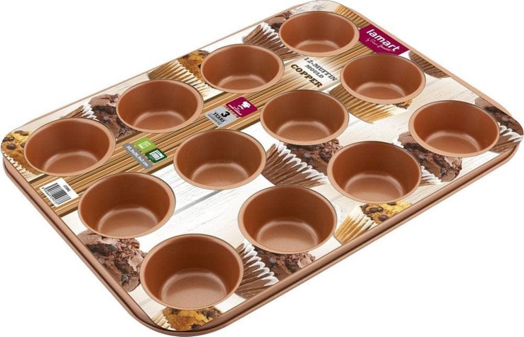 LAMART LT3092 12 teglie per muffin - Acciaio al carbonio, Immagine del prodotto 