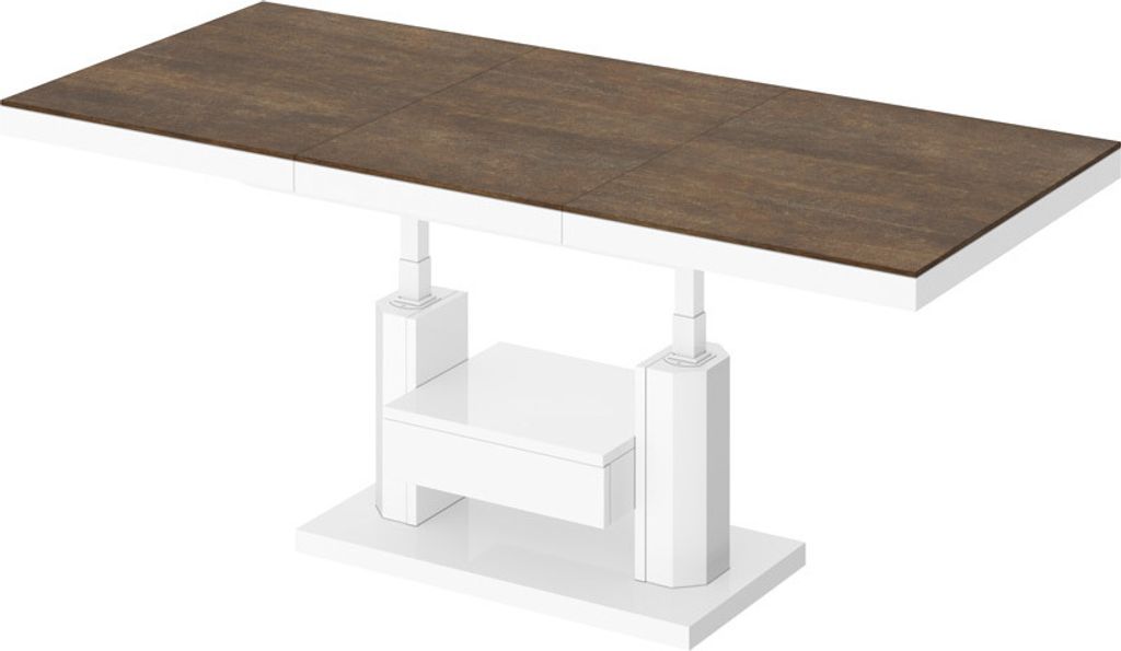 Design Couchtisch Tisch mit Schublade HM-120 Hochglanz stufenlos höhenverstellbar ausziehbar Esstisch