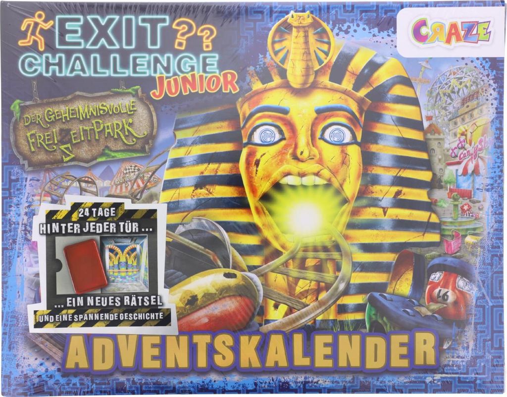 The image shows the front of a board game box, featuring a pharaoh's mask and other Egyptian-themed graphics.