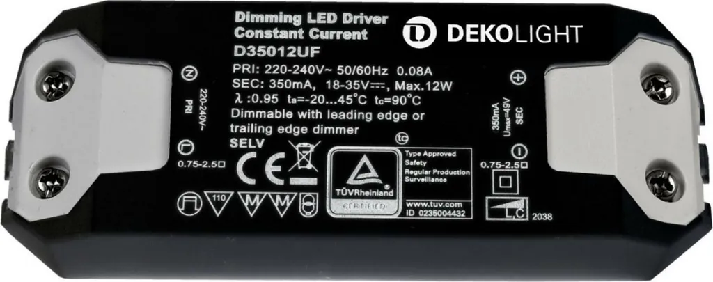 Driver LED Dimmable 350 mA 12W Courant Constant BASIC IP20 18-35V DC