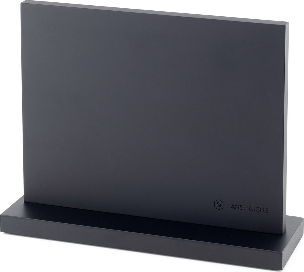 Hanseküche Messerblock magnetisch aus Akazienholz - Doppelseitiger Messerhalter ohne Messer mit Magnet Holzboden Schwarz