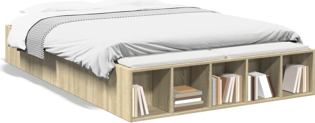 Maison Exclusive - Bettgestell Sonoma-Eiche 135x190 cm Holzwerkstoff