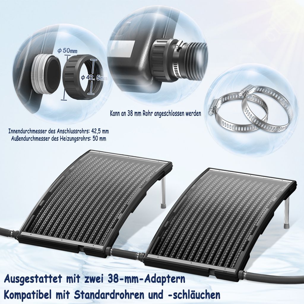 LARS360 Sonnenkollektor Solar Poolheizung 111,5 x 66 x 35 Produktbild 8