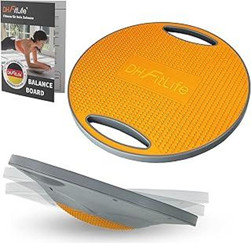 DH FitLife Balance Board, Wackelbrett, Balance Pad mit Griffen, extra groß Ø 42cm, max. 200 KG, Gleichgewichtstrainer, Fitness Balance-Board Erwa...