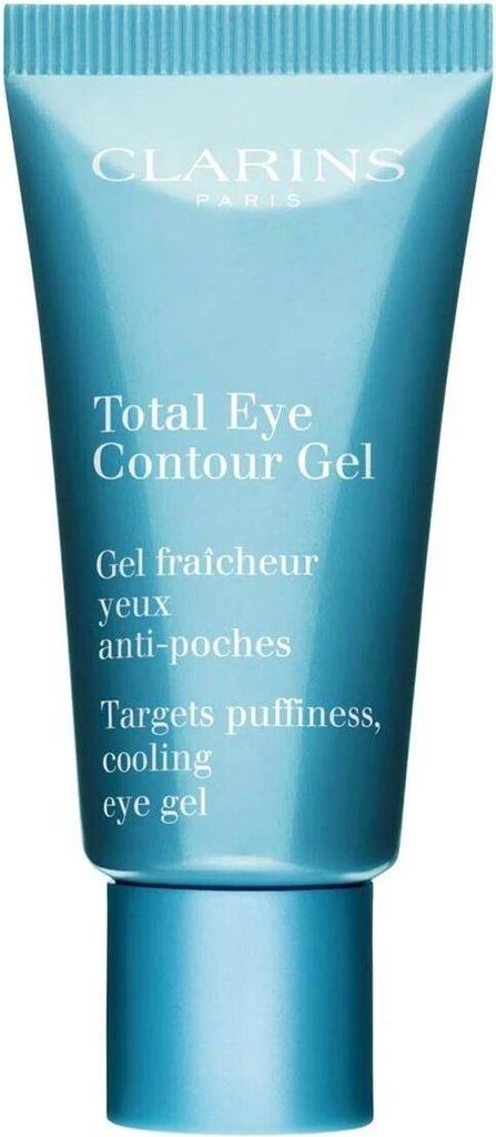 A product shot of a tube of Clarins Total Eye Contour Gel.