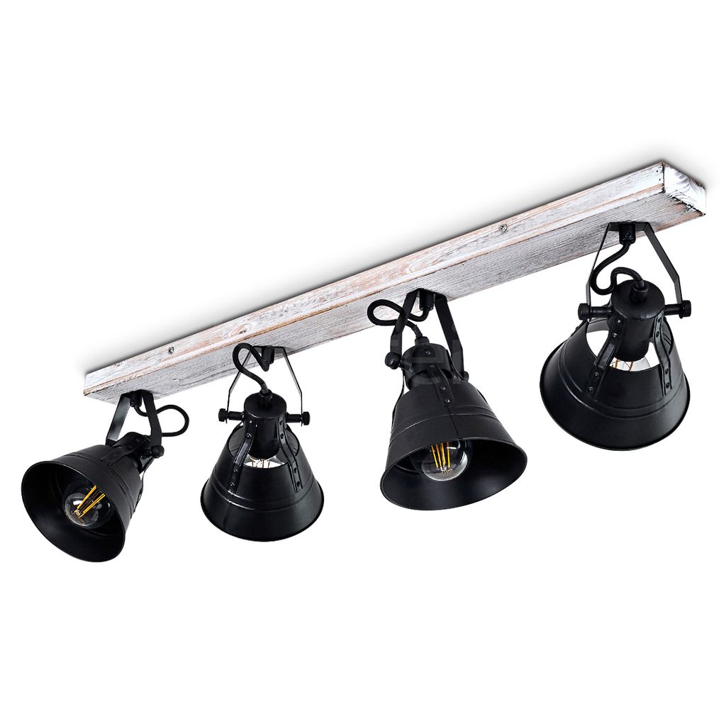 Croce »Croce« verstellbare Deckenlampe aus Metall/Holz in Schwarz